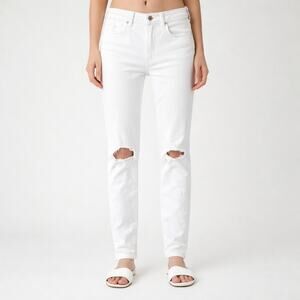 AYR Mid Rise Skinny Stretch Jeans White Distressed Denim 27x30